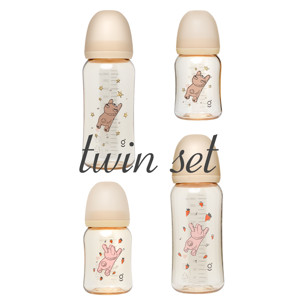 [트윈팩] 그린맘 꿈 찾는 곰,토끼 PPSU 슬림형 노꼭지 젖병 제품 이미지