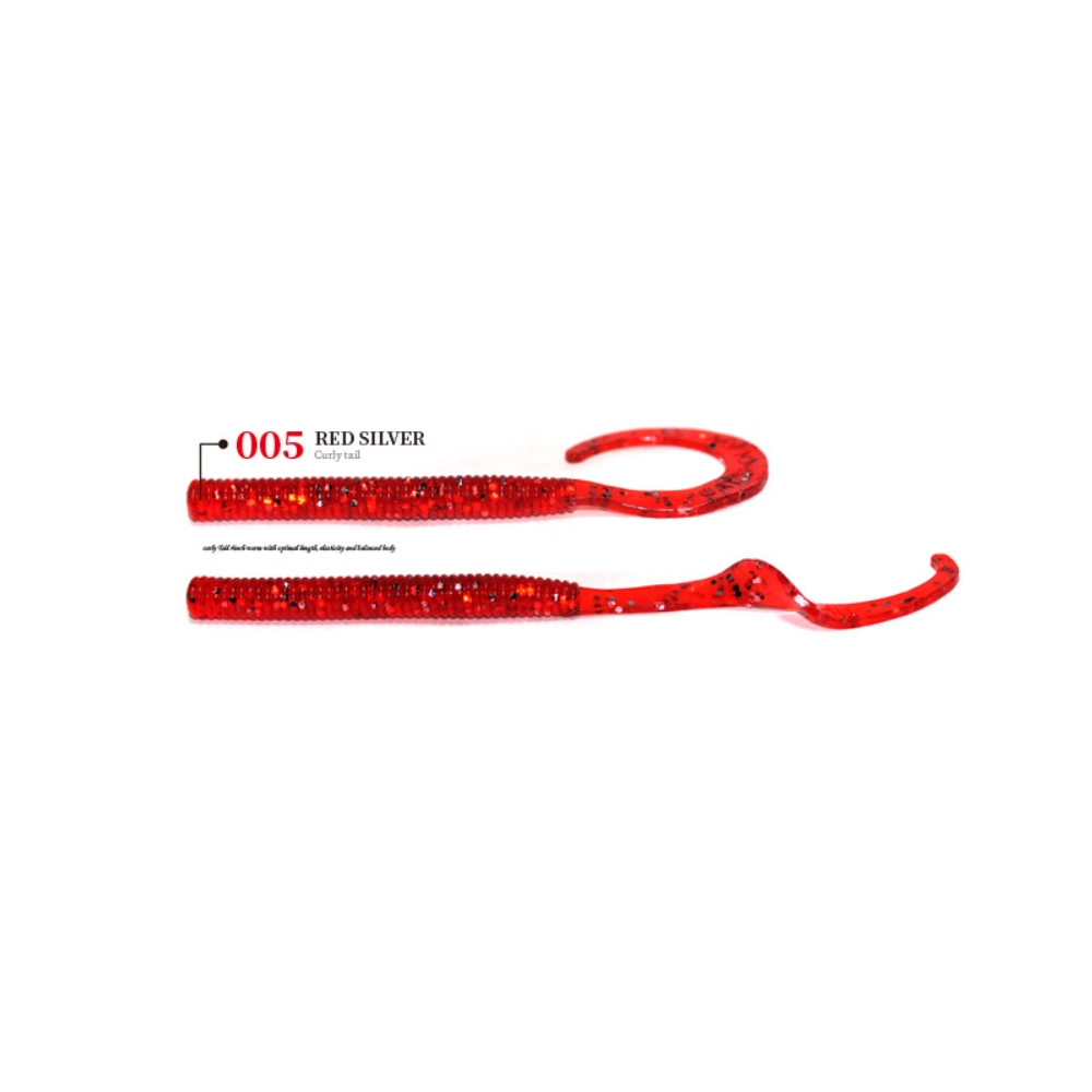 캣츠크로우 컬리테일 C테일 배스웜 광어 선상 캐스팅 005 레드실버, 10cm(4인치) - 상세 이미지 3