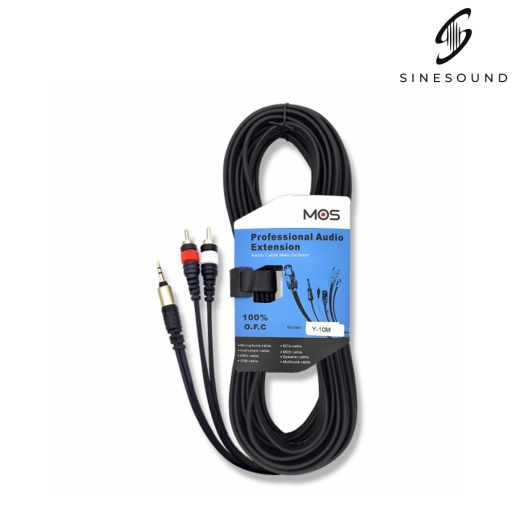 모스 MOS Y- 3.5mm-RCA 2P 폰잭 이어폰 AUX 길이 선택 10m, 1개 - 상품 이미지