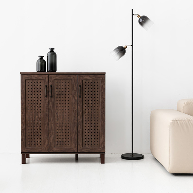 헤인 낮은 3문 수납장 GKM9590 타공형 869X350X935MM, 5단, 브라운월넛베니어 1526.8906 - 상세 이미지 2