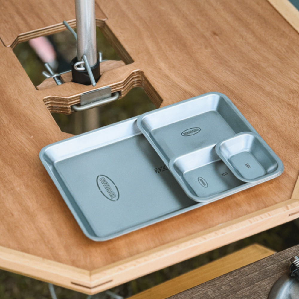 키녹스 스텐 하프스택 사각접시 4종 세트 캠핑 백패킹 그릇