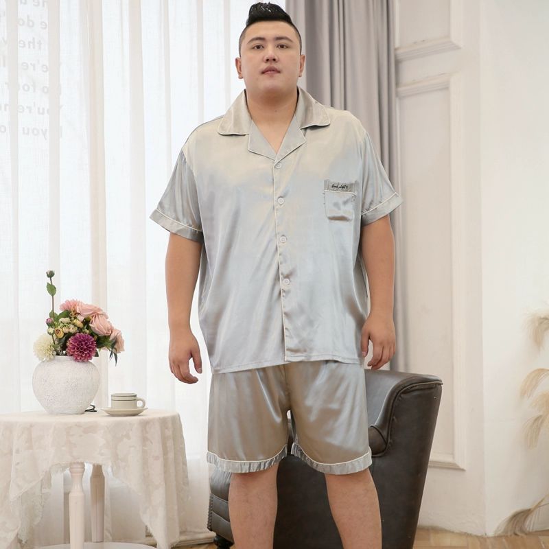 빅사이즈 실크 잠옷 파자마 남성 6XL 5XL 블루 기질 반팔 반바지 4XL(kg) - 상품 이미지