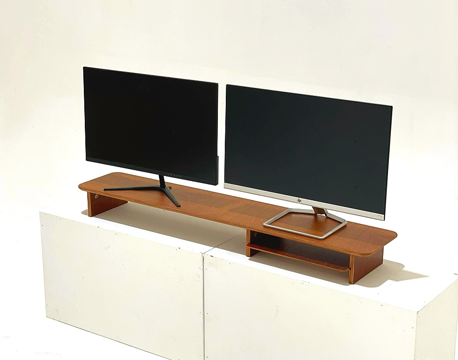 양장박웍스 모니터 받침대 원목 고급 스탠드 우드 선반 1100mm, 월넛