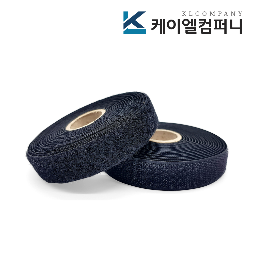 폭 2cm 국산 재봉용벨크로 검정색 거칠이 보들이 1미터씩 세트 - 상품 이미지