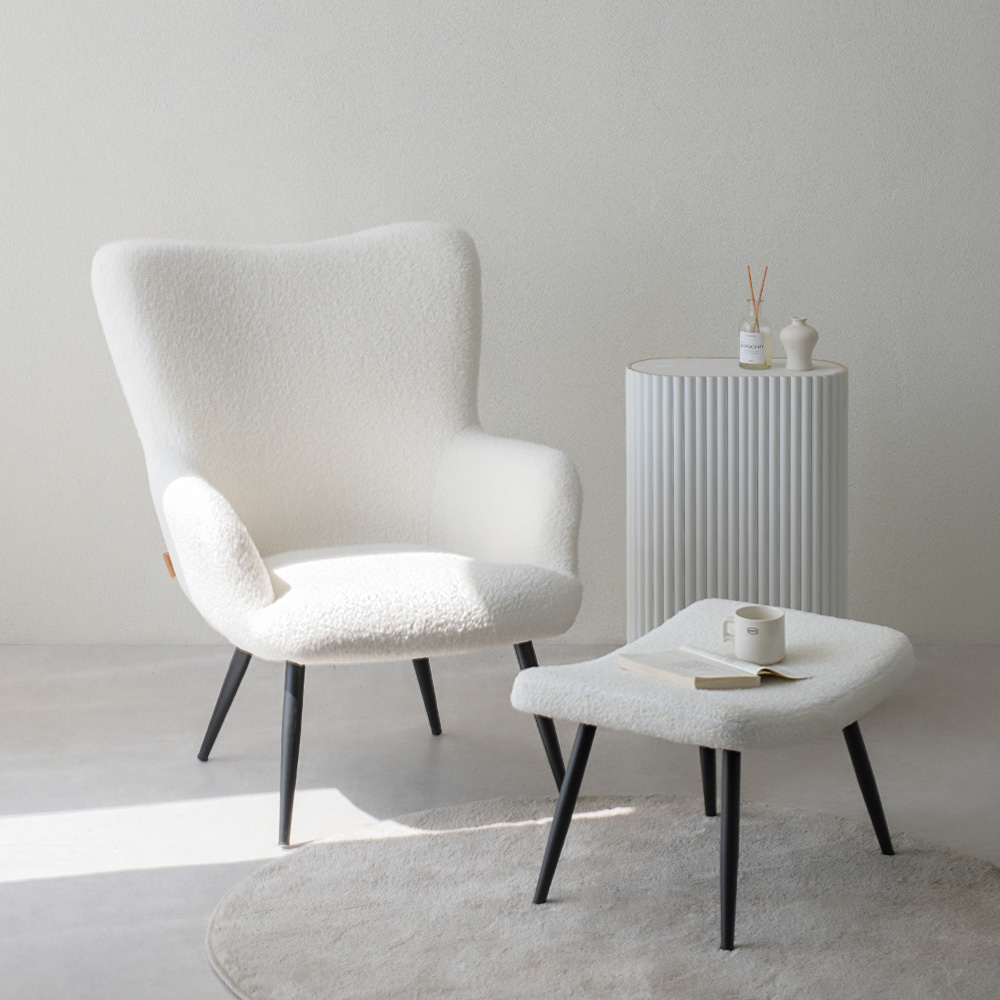 이노센트 클로에 부클레 라운지 체어 스툴포함, 아이보리