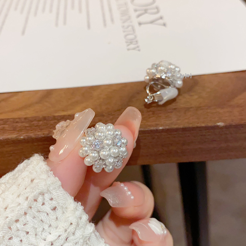 여자 귀 안 뚫는 귀걸이 진주 귀걸이 실버 큐빅 귀걸이 이미지 7