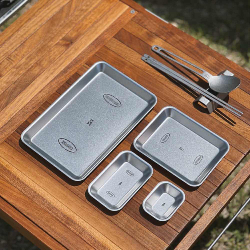 키녹스 스텐 하프스택 사각접시 4종 세트 캠핑 백패킹 그릇