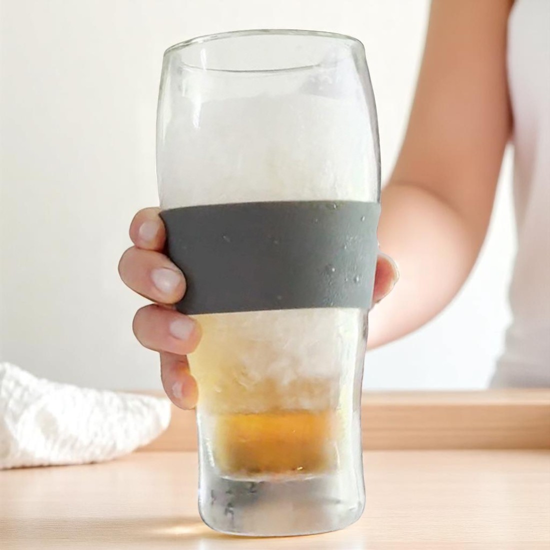 냉동 맥주잔 얼음 생맥주 소맥 하이볼 아이스아메리카노 잔 쿨링젤 이중내열유리컵 470ml