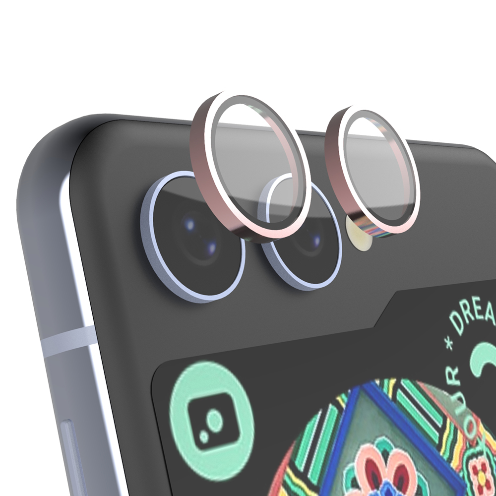 싱글렌즈 링 카메라보호 강화유리 필름 갤럭시Z 플립6 핑크, 1매입 - 메인 이미지