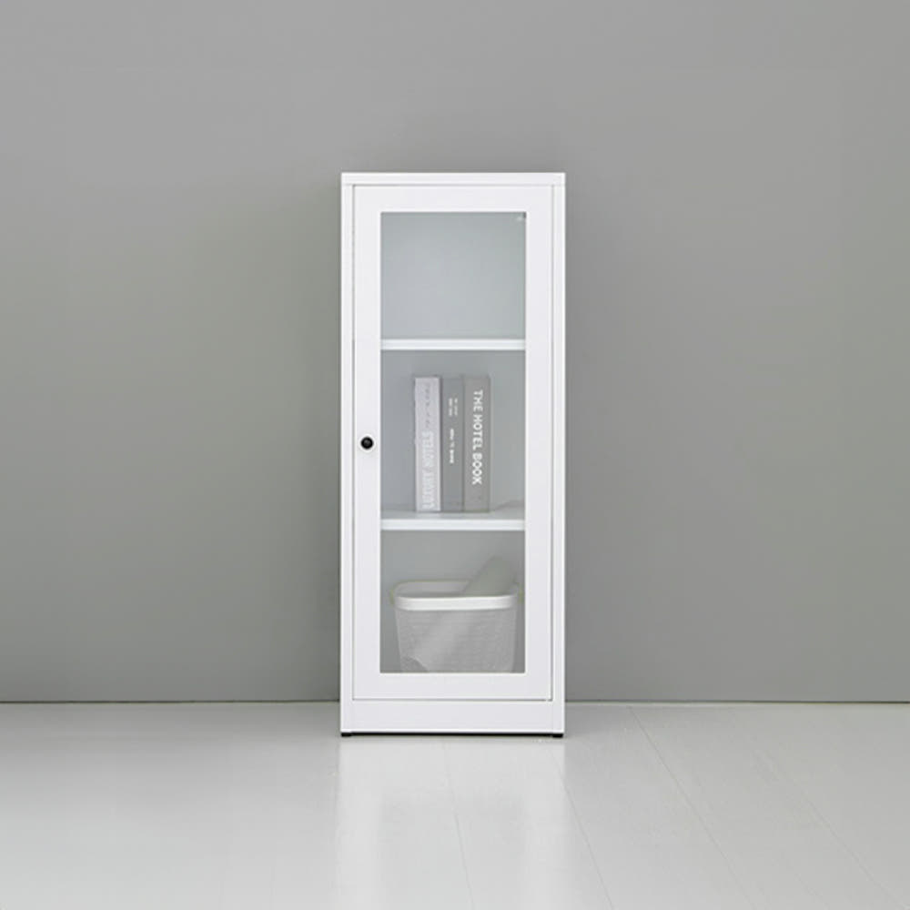 MKB 빈티지캐비넷 세로중1문 유리형 425x350x1080mm, 1단, 화이트 3892.8093 - 메인 이미지