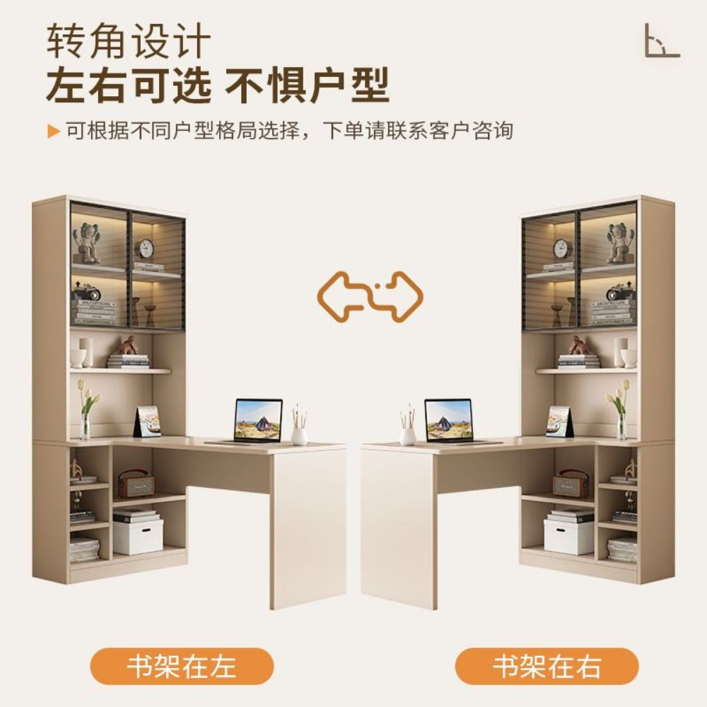 화이트 모던 심플 럭셔리 장식 거실 고급 원목 현관 책상책장세트 - 상세 이미지 2