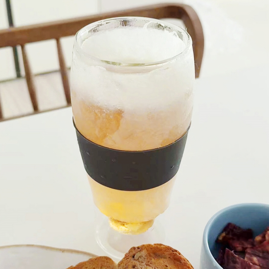 냉동 맥주잔 얼음 생맥주 소맥 하이볼 아이스아메리카노 잔 쿨링젤 이중내열유리컵 470ml