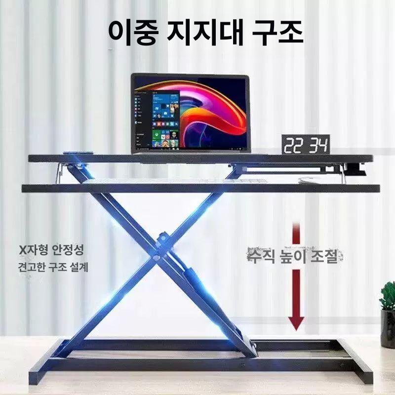 모니터 받침대 컴퓨터 스탠드 높이조절 사무실 책상 거치대 화이트 60x40x50 단층 공압형 - 상세 이미지 5