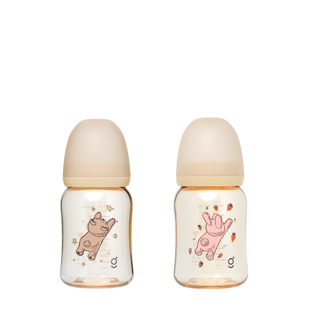[트윈팩] 그린맘 꿈 찾는 곰,토끼 PPSU 슬림형 노꼭지 젖병