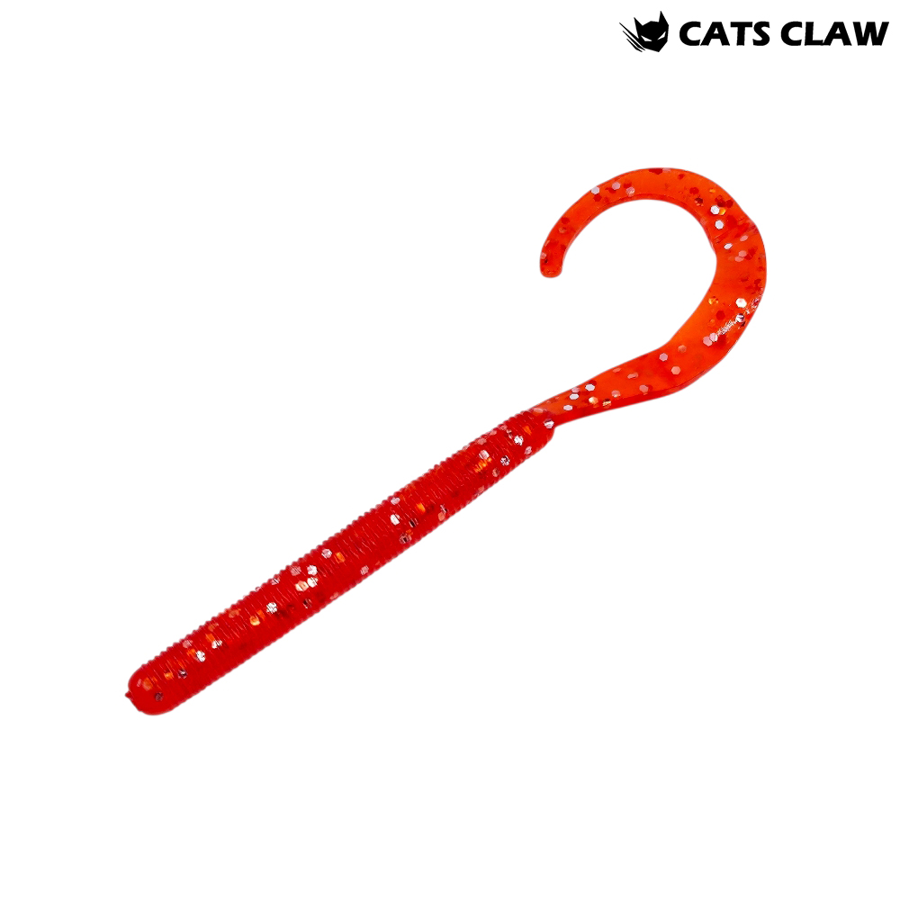 캣츠크로우 컬리테일 C테일 배스웜 광어 선상 캐스팅 005 레드실버, 10cm(4인치) - 상품 이미지