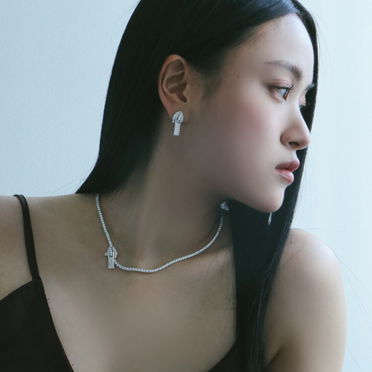 지퍼 큐빅귀걸이 화이트 테니스 귀걸이(2type) 이미지 8