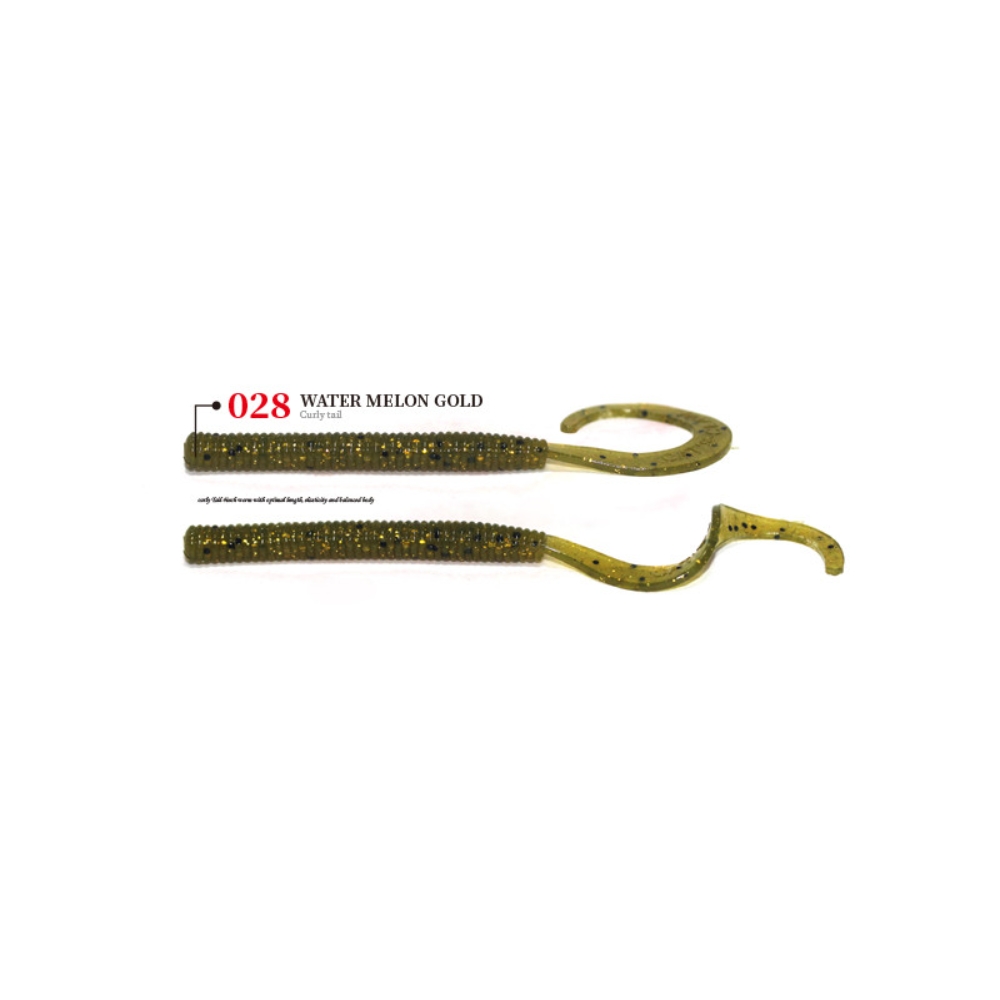 캣츠크로우 컬리테일 C테일 배스웜 광어 선상 캐스팅 028 워터멜론 골드, 10cm(4인치) - 상세 이미지 3
