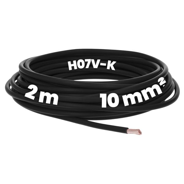 Kalitec 칼리텍스 2미터 H07V-K 10mm² 검은색 배선 케이블 유연한 와이어 가는 가닥 단일 미터 캐비닛 제어 캐비닛용 : 브릭고