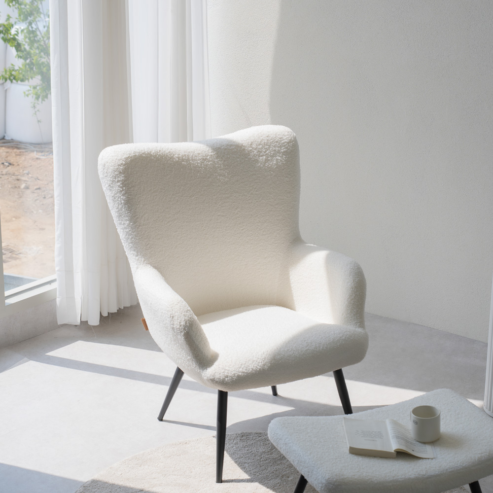 이노센트 클로에 부클레 라운지 체어 스툴미포함, 아이보리