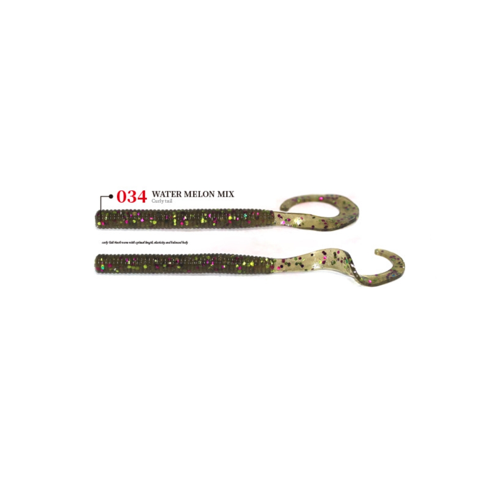 캣츠크로우 컬리테일 C테일 배스웜 광어 선상 캐스팅 034 워터멜론 믹스, 10cm(4인치) - 상세 이미지 3
