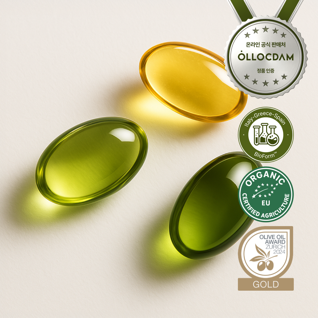 올록담 올리브3 EVOO 지중해 올리브오일 캡슐 올리브유 2개월분