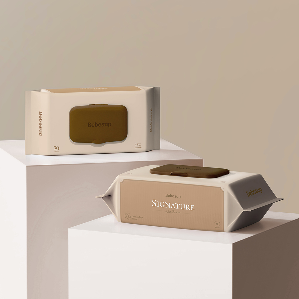 베베숲 시그니처 위드 브라운 안전한 아기물티슈 70매 캡형 10+10팩