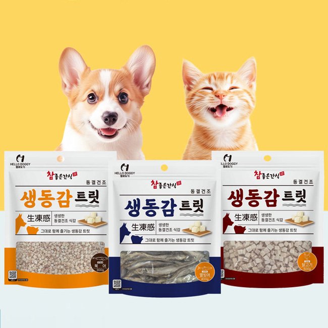 헬로도기 생동감 강아지트릿 대용량 강아지동결건조간식 닭고기(0.5cm), 500g, 1개