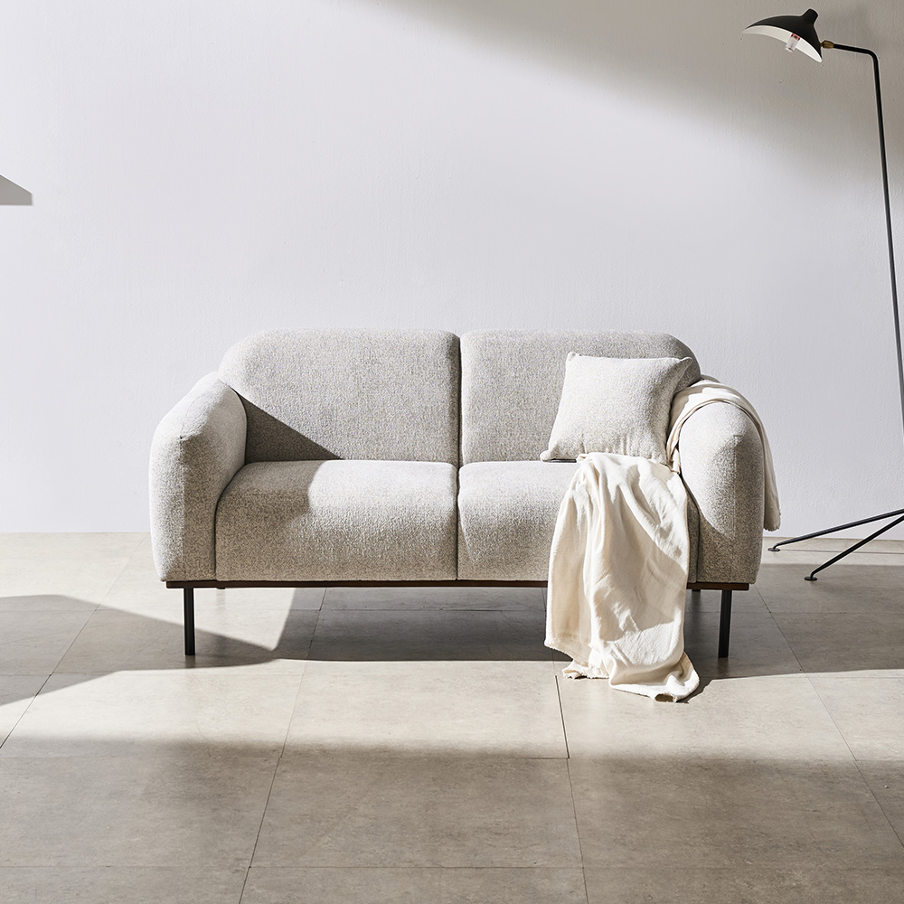 보루네오 모니 아쿠아 패브릭 방수 기능성 소파 스툴미포함, 라이트그레이, 2인용