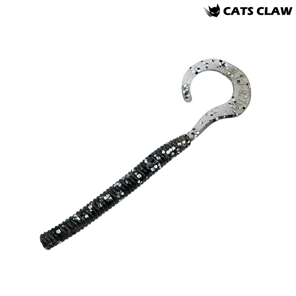 캣츠크로우 컬리테일 C테일 배스웜 광어 선상 캐스팅 033 스모크 실버 블랙, 10cm(4인치) - 메인 이미지