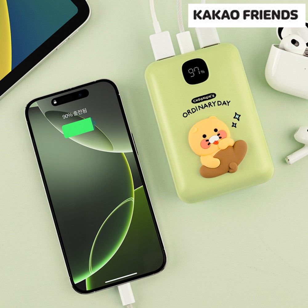 카카오프렌즈 보조배터리 고속 휴대용 충전기 대용량 20000mAh 춘식이 굿즈 핑크 이미지 8