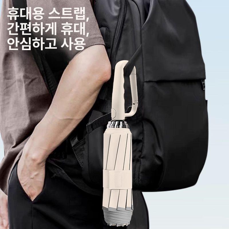 원터치3단자동우산 고리형핸들 우산 거꾸로접이식 고리형 모던 우드그레인-링핸들 280T 방수 105cm - 상세 이미지 2