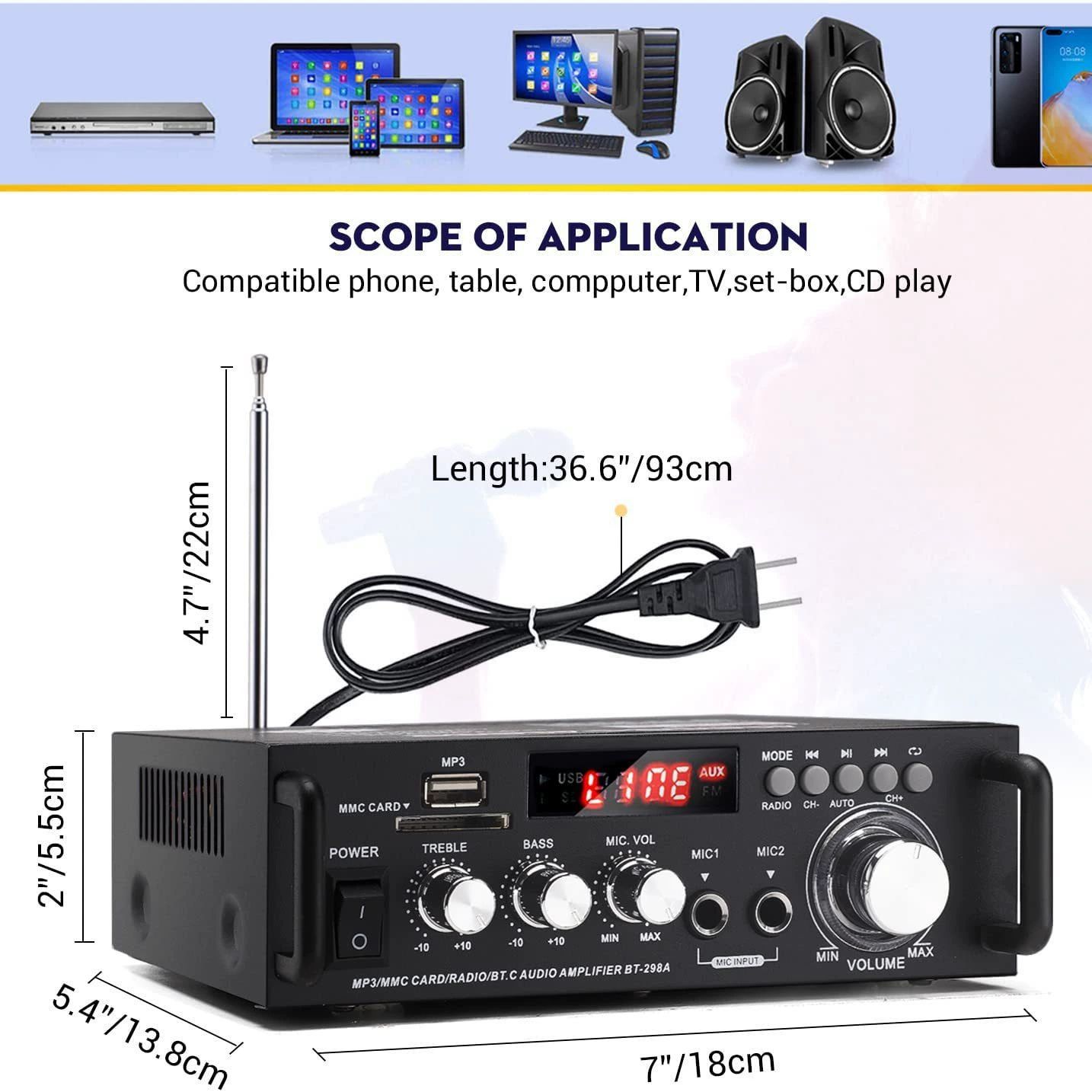 이동식 블루투스 미니 스피커 220v 엠프 소형 증폭기 블랙 유럽규격220v - 상세 이미지 2