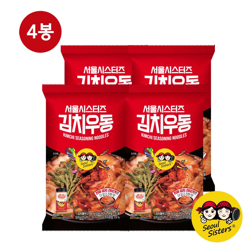 서울시스터드 김치우동 얼큰한맛, 204g, 4개 - 상품 이미지