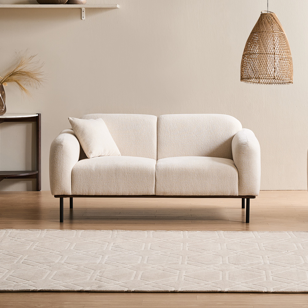 보루네오 모니 아쿠아 패브릭 방수 기능성 소파 스툴미포함, 크림, 2인용