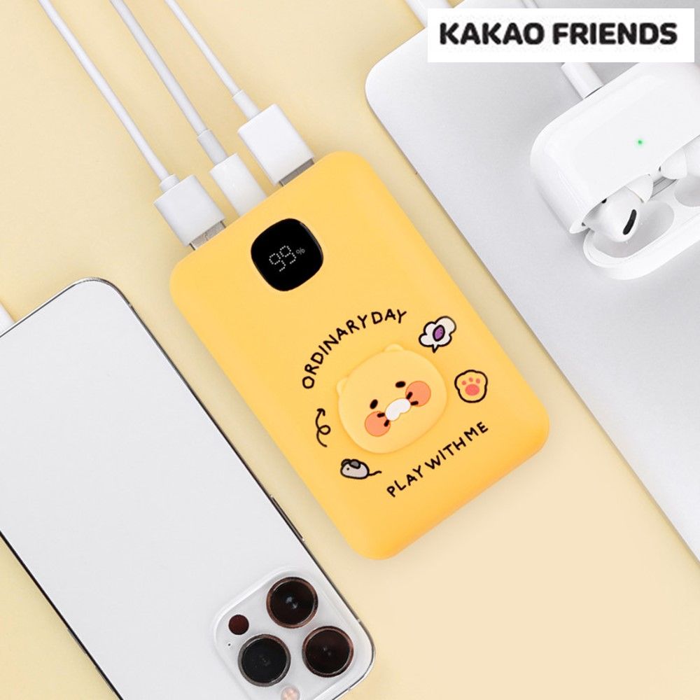 카카오 보조배터리 고속 휴대용 충전기 대용량 10000mAh 춘식이 굿즈 옐로우 이미지 6
