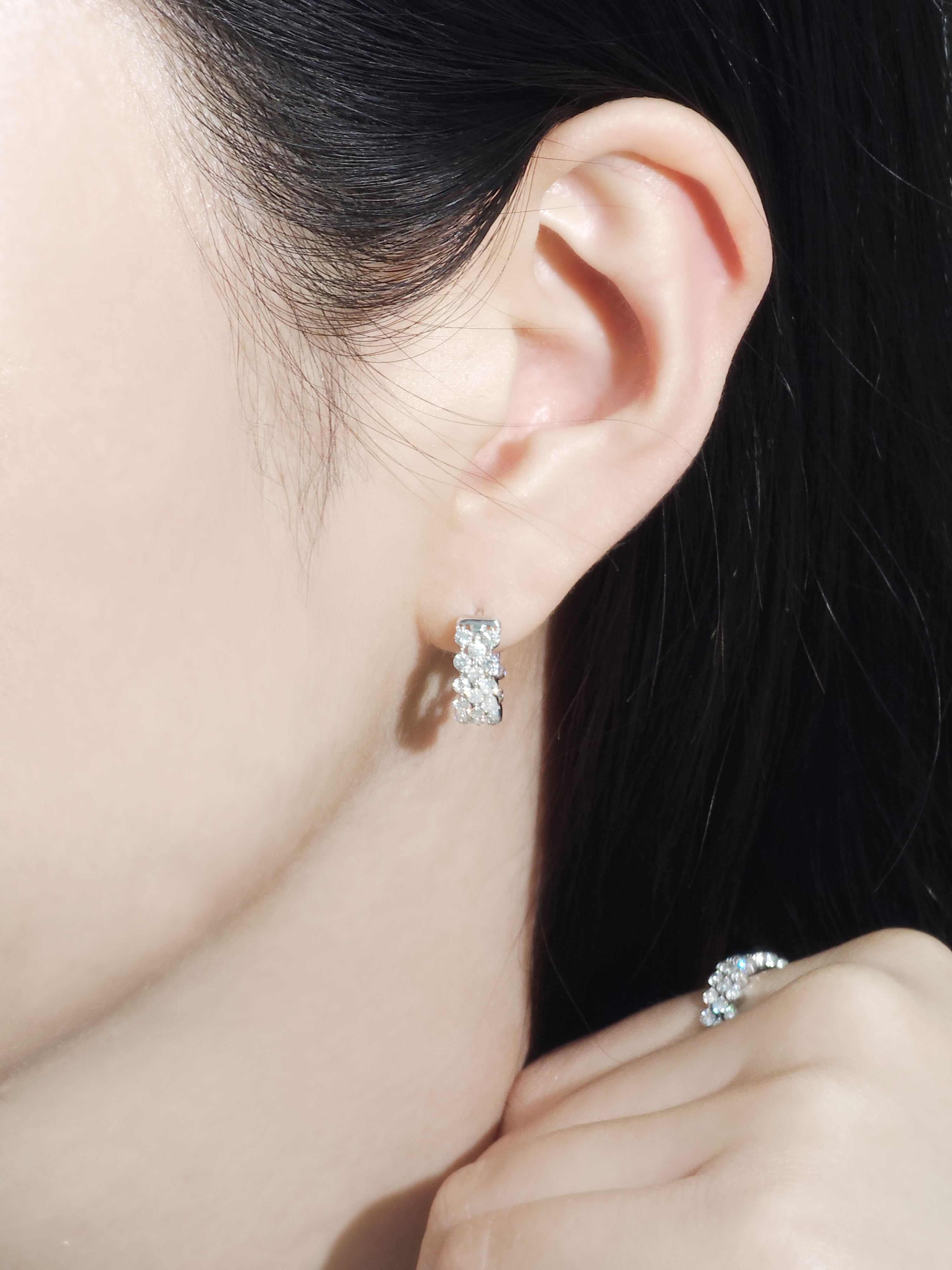 랩다이아 원터치 귀걸이 브릴리언트 랩다이아몬드 모이사나이트 14k 18k - 상세 이미지 3