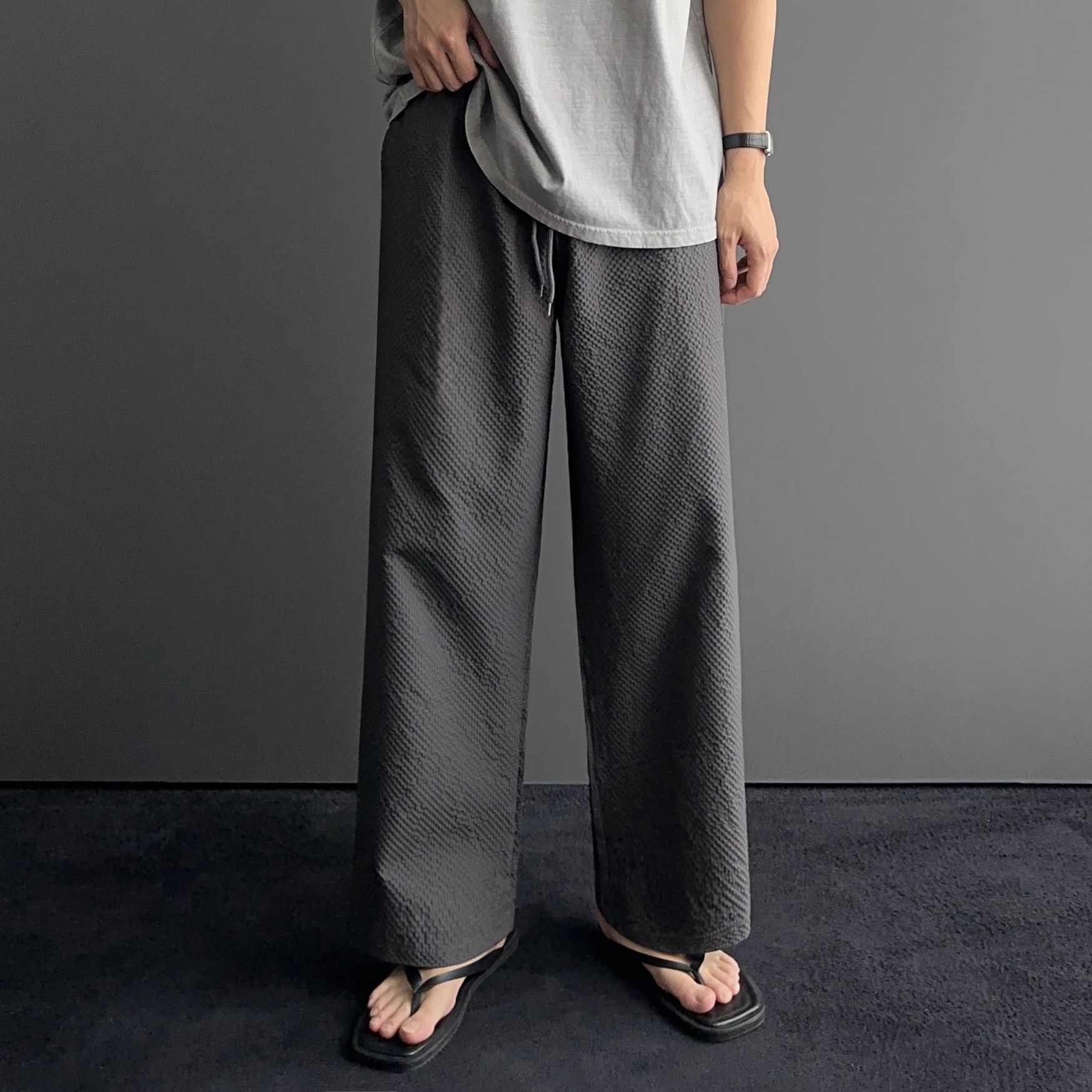 1+1 남자여름긴바지 남자시어서커팬츠 나일론팬츠 남성통바지 구김없는바지 - 상세 이미지 2