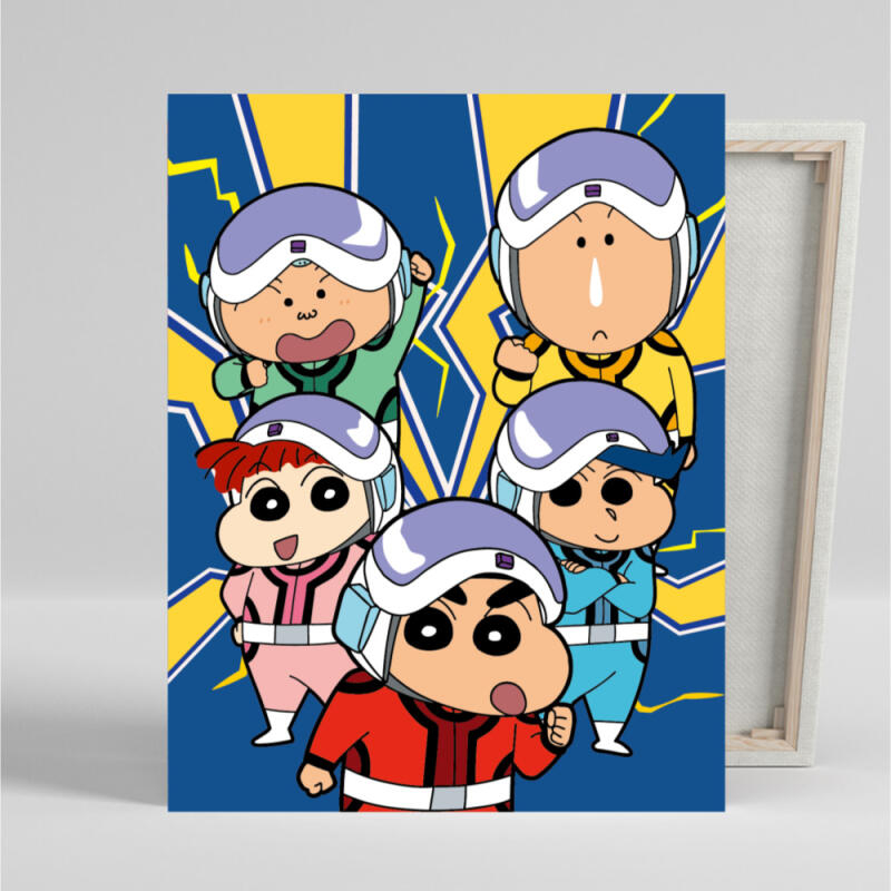 짱구 보석비즈 십자수 캔버스형 40x50cm 떡잎마을 방범대 출동 - 상품 이미지