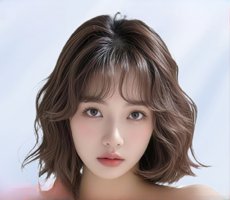 여성용 펌 파마 웨이브 단발머리 가발 진짜 헤어 항암 엄마 - 상품 이미지
