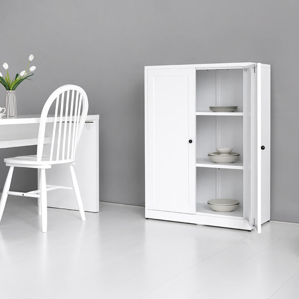 MKB 빈티지캐비넷 세로중 2문 수납장 일반형 화이트 800x350x1080mm, 3단, 화이트 8148.5713 - 상세 이미지 5