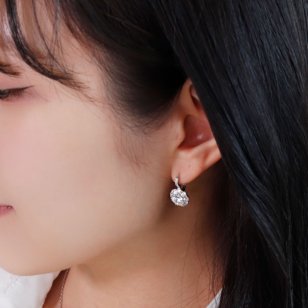 1캐럿 랩 다이아 플로리스 꽃 원터치 귀걸이 이어링 - 상세 이미지 3