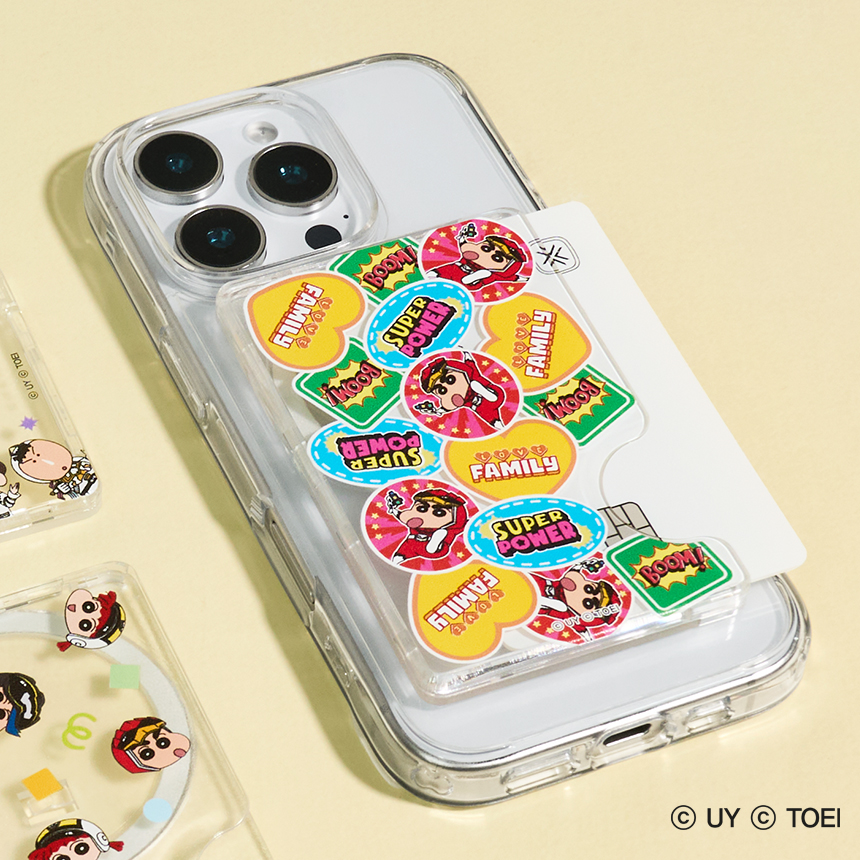 짱구X파워 패밀리 앤 프렌즈 스티커 짱구 맥세이프 카드지갑 케이스