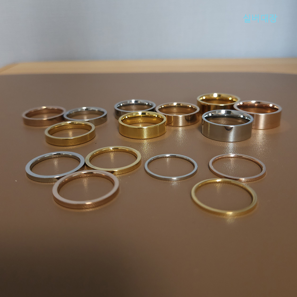 1mm 2mm 4mm 6mm 8mm 써지컬 스틸 패션 무지 심플 커플 우정 무난한 골드 핑크골드 레이어드 반지 - 상세 이미지 2