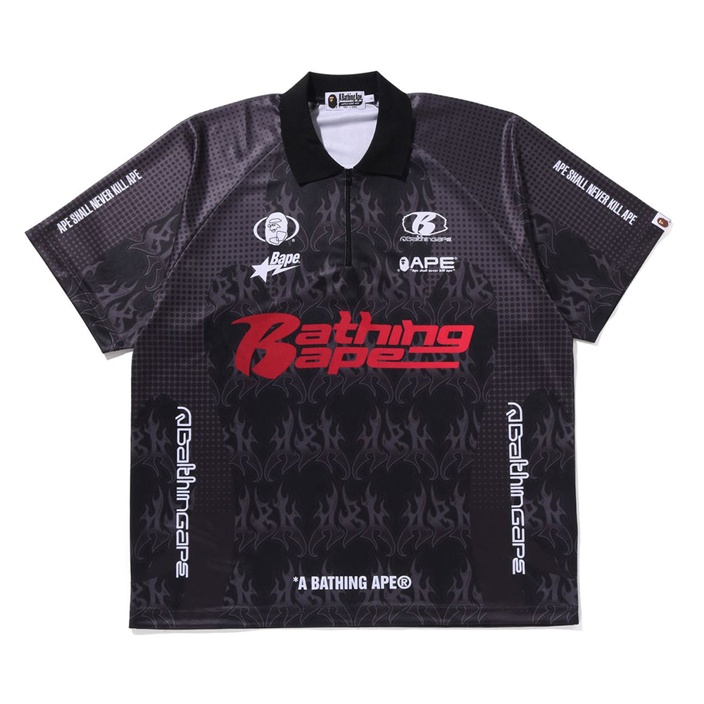 베이프 반팔티 FLAME PATTERN OVERALL PRINT HALF ZIP RELAX FIT POLO SHIRT 1L30-112-304 - 상세 이미지 3