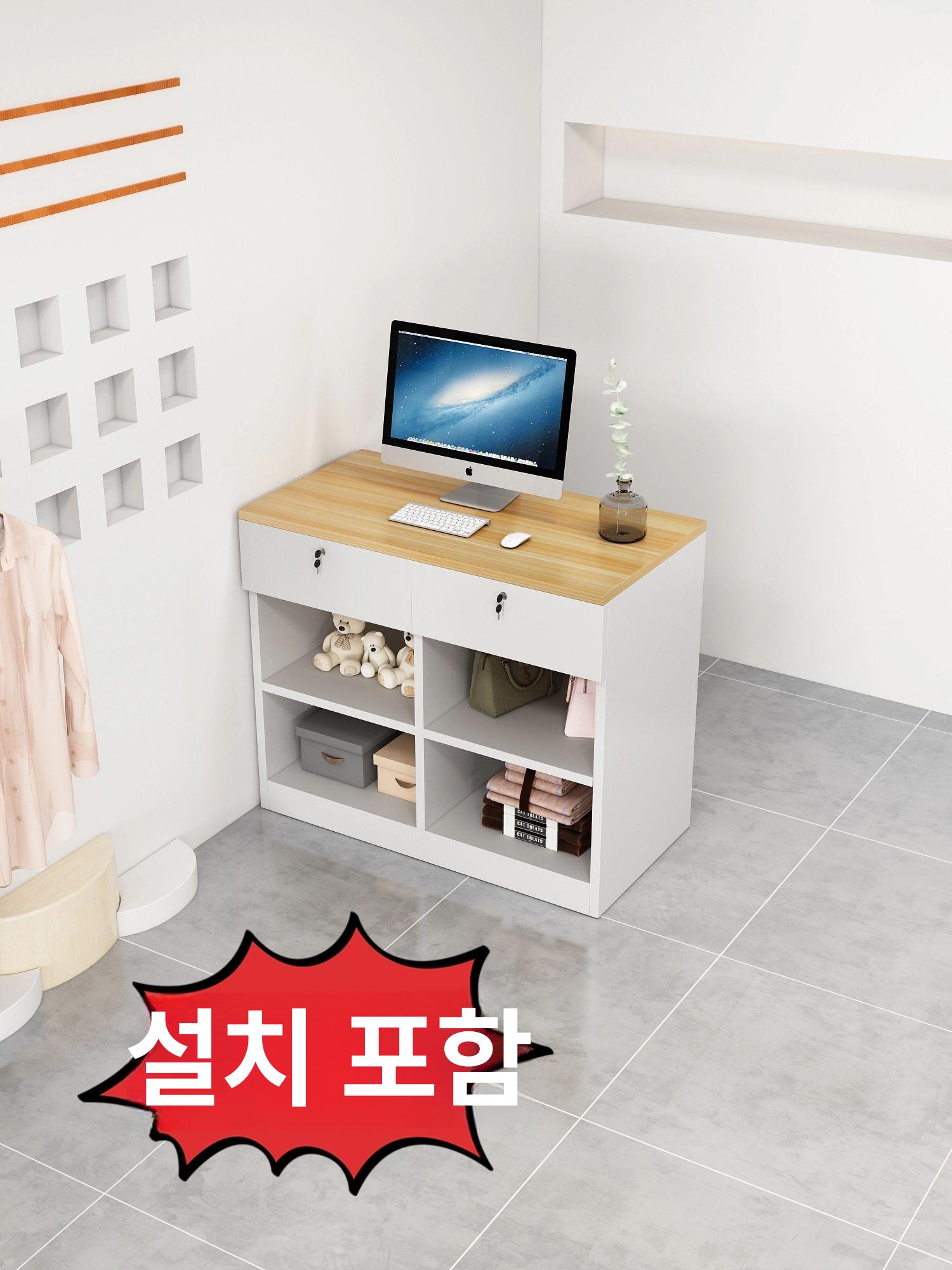 테이블 카운터 안내 병원 인포데스크 데스크 로비 전체 화이트 100x50x100cm - 상세 이미지 5