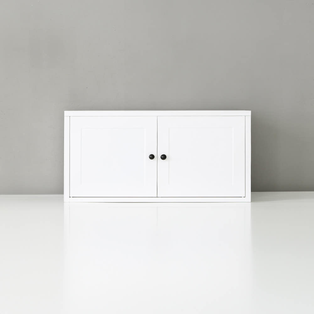 MKB 빈티지박스캐비넷 2문 수납장 일반형 800X350X400MM, 2단, 화이트 2443.1229 - 메인 이미지