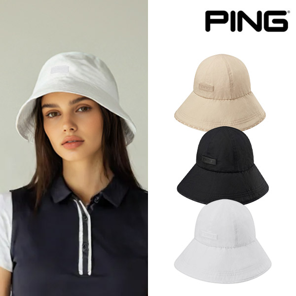 핑 여성 포인트 로고 버킷햇 골프모자