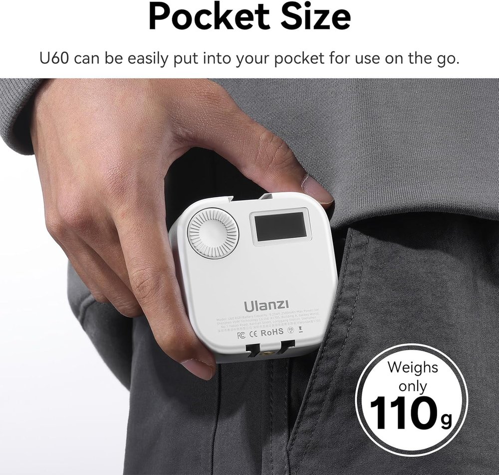 비짐 Ulanzi U60 휴대용 RGB 조명 영상촬영 LED 라이트 L026GBW1 빠른장착 : 엄마직구29