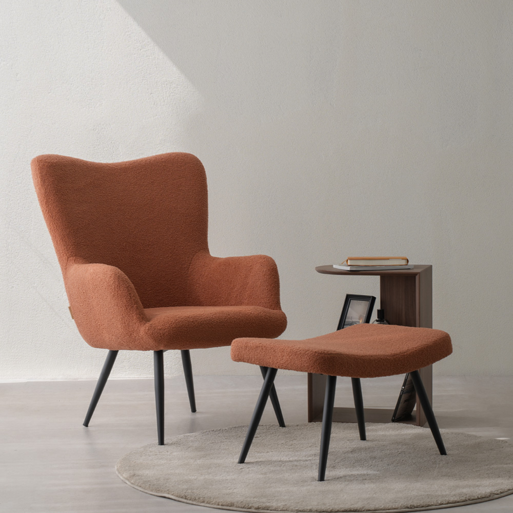 이노센트 클로에 부클레 라운지 체어 스툴포함, 브릭오렌지