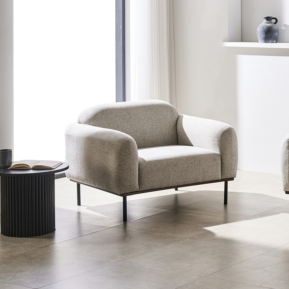 보루네오 모니 아쿠아 패브릭 방수 기능성 소파 스툴미포함, 라이트그레이, 1인용